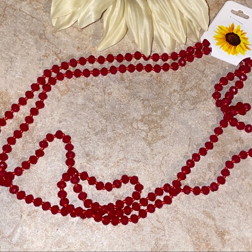 Deep red beaded necklace